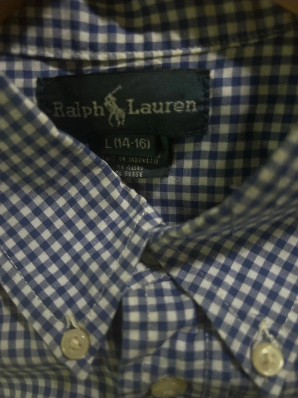 Ralph Lauren Boys 100% Cotton Blue Gingham Button-Down Shirt